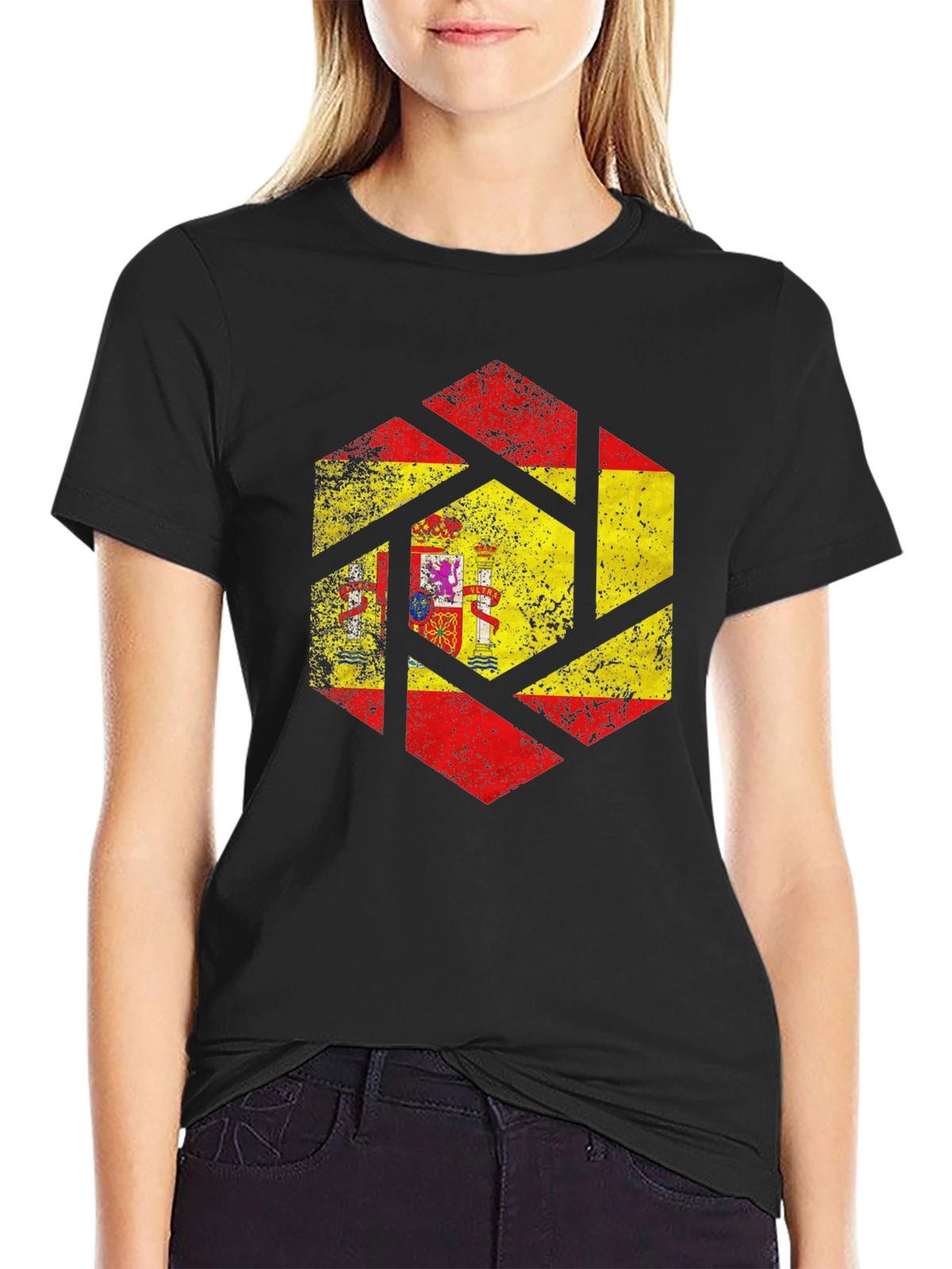 Spain Flag Distressed Graphic Tee