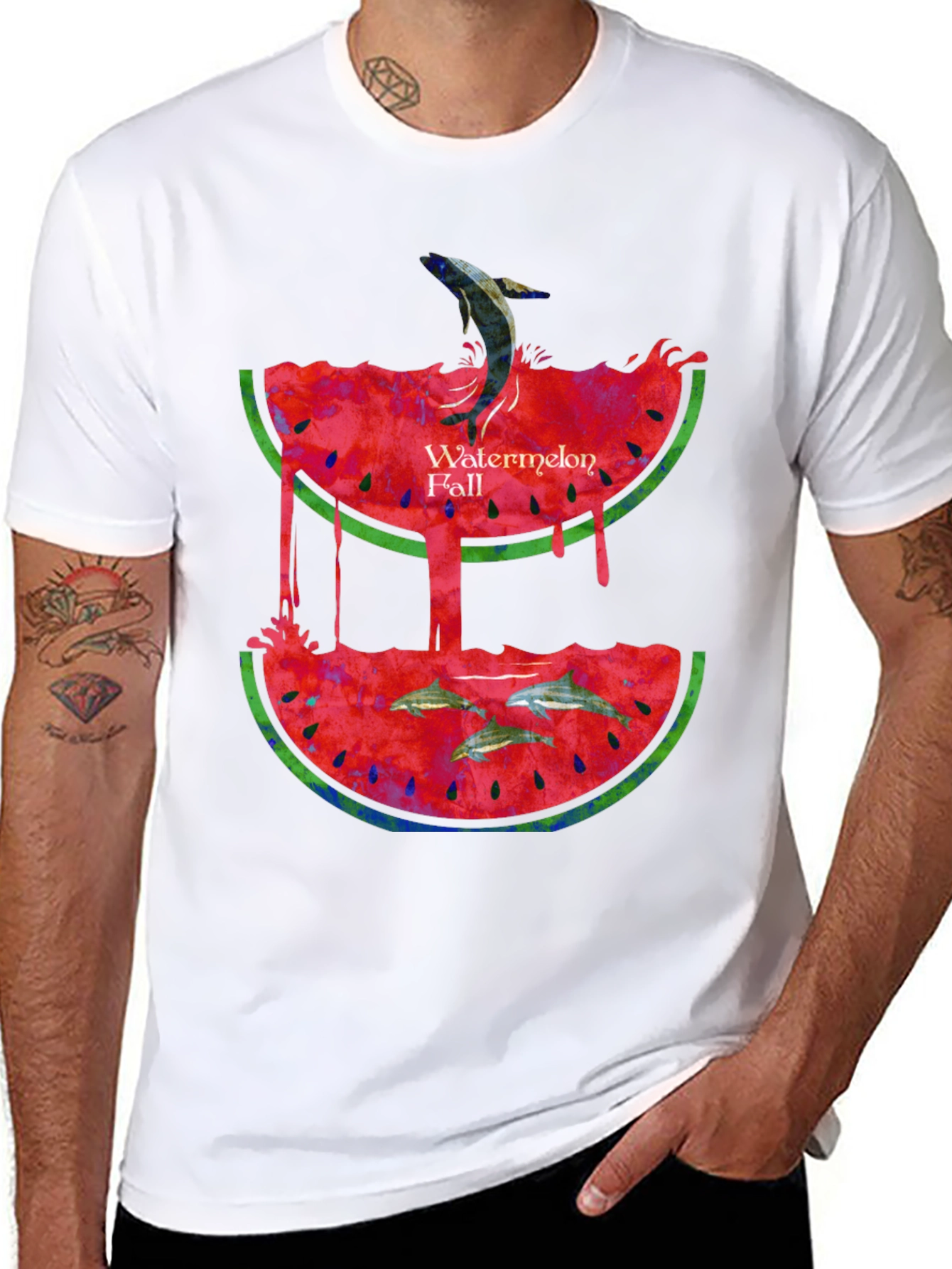 Watermelon Fall Graphic Print T-Shirt