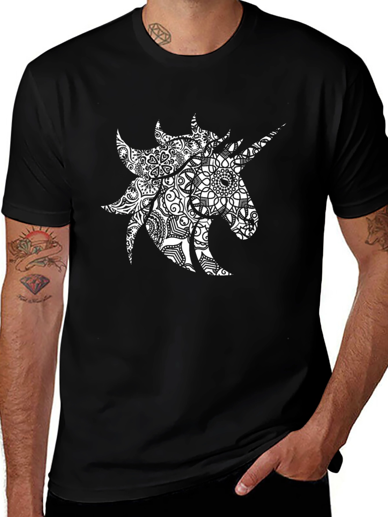 Unicorn Mandala Graphic Tee - Black