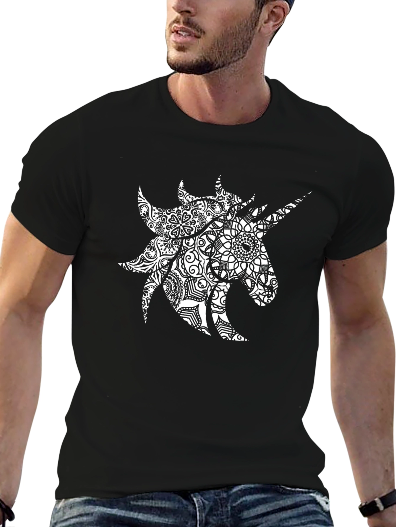 Unicorn Mandala Graphic Tee - Black