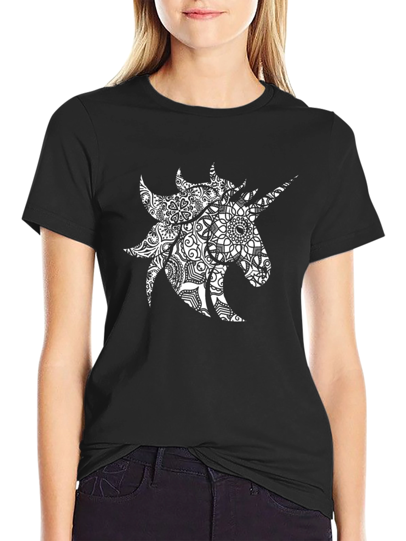 Unicorn Mandala Graphic Tee - Black