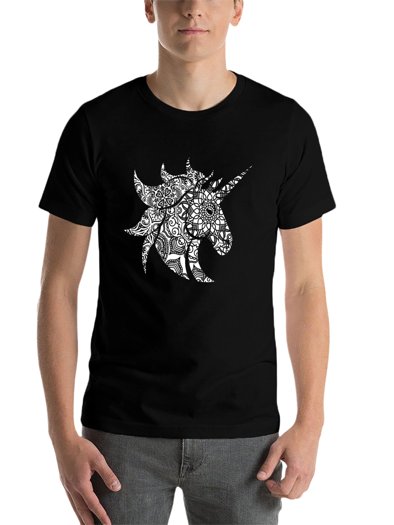 Unicorn Mandala Graphic Tee - Black