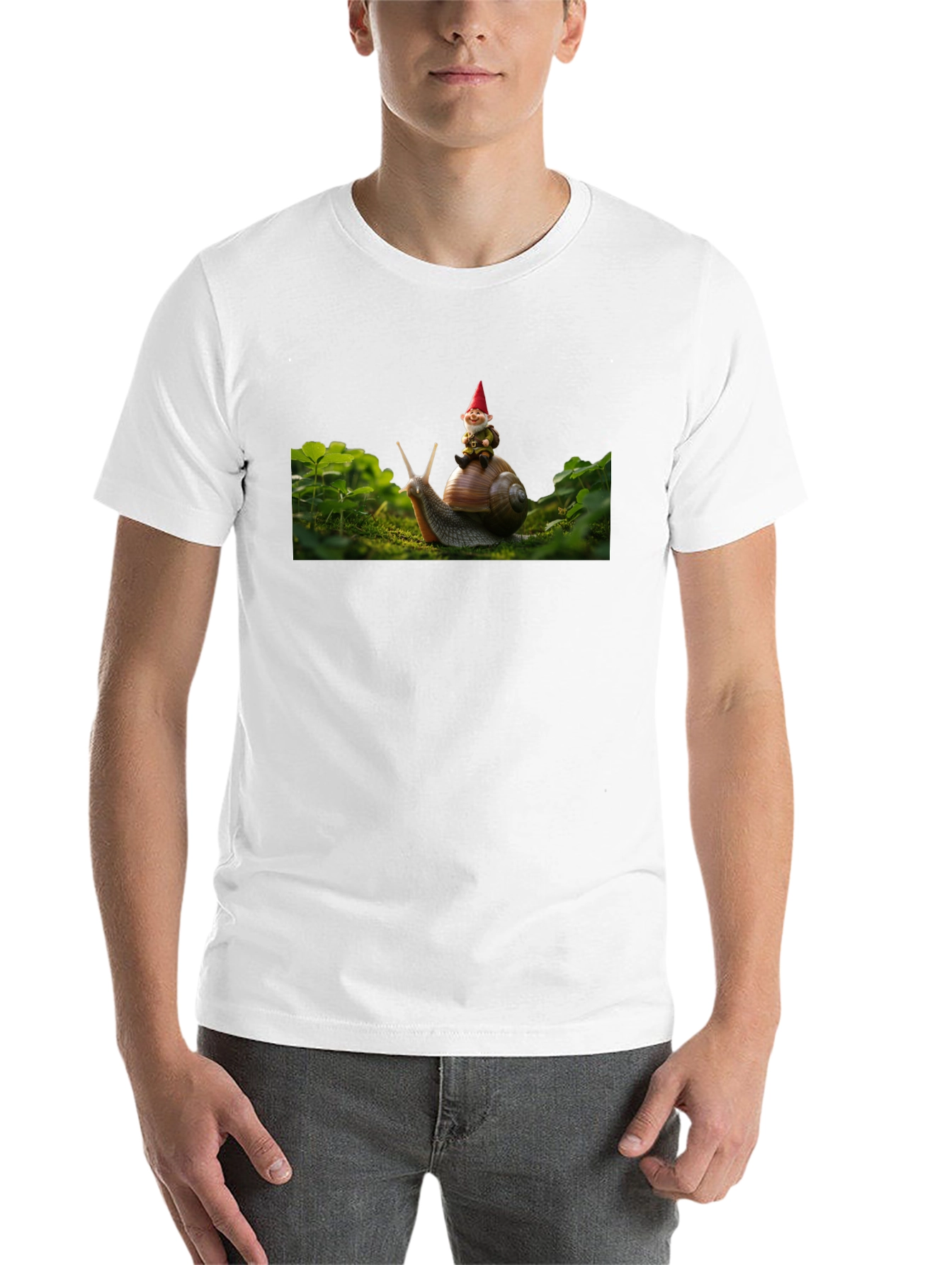 Gnome Riding Snail Black T-Shirt