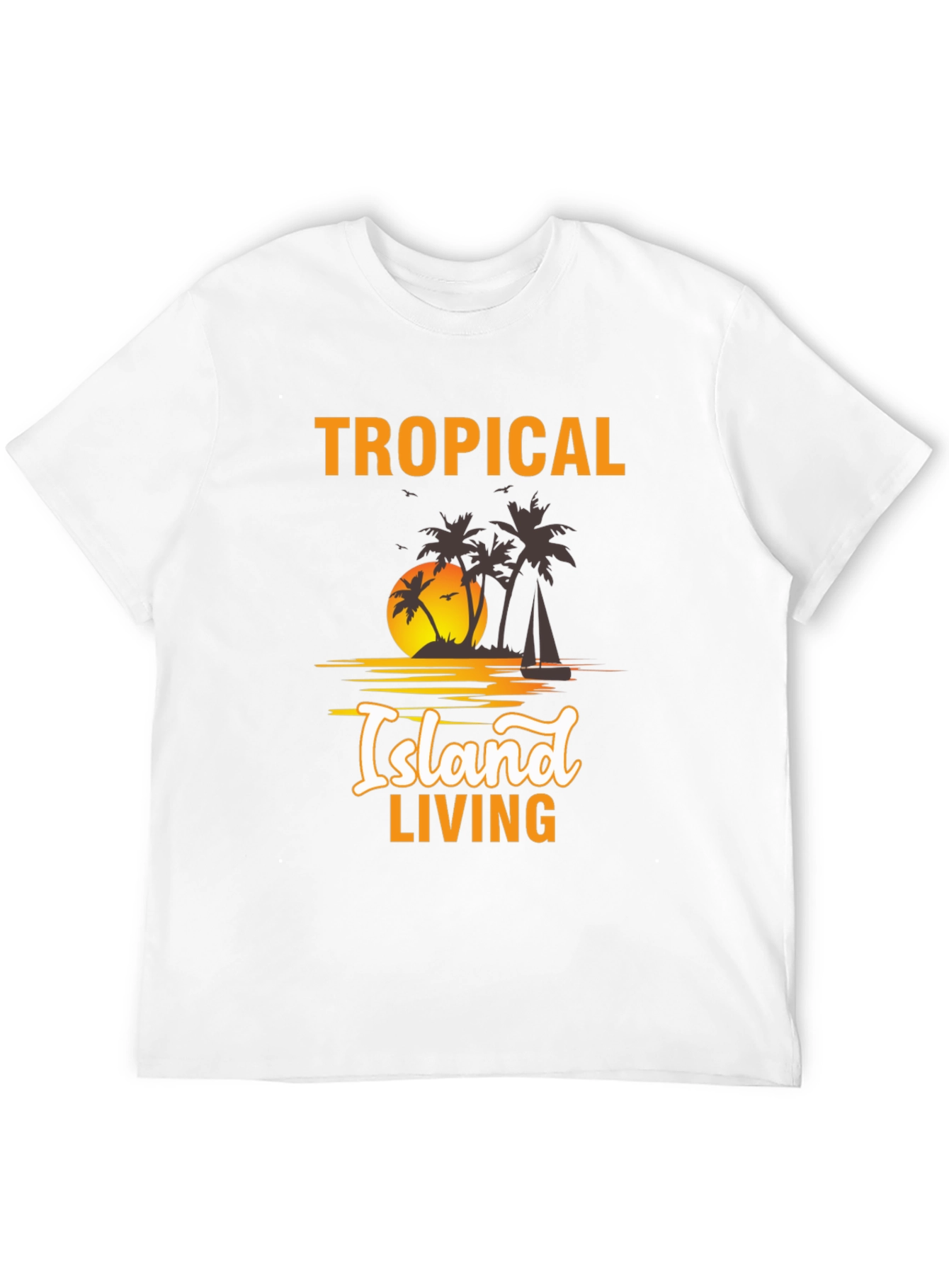 Tropical Island Living Black Graphic Tee