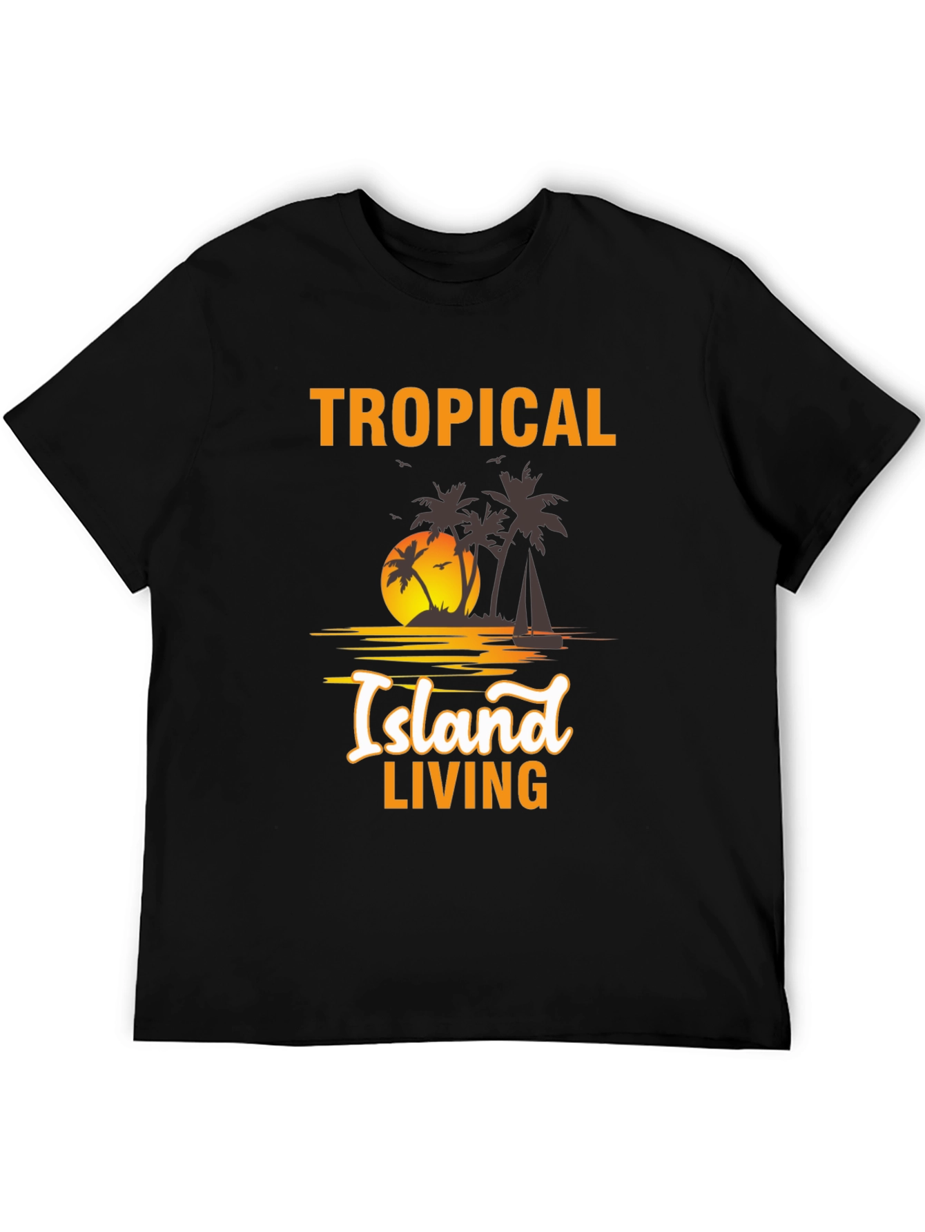 Tropical Island Living Black Graphic Tee