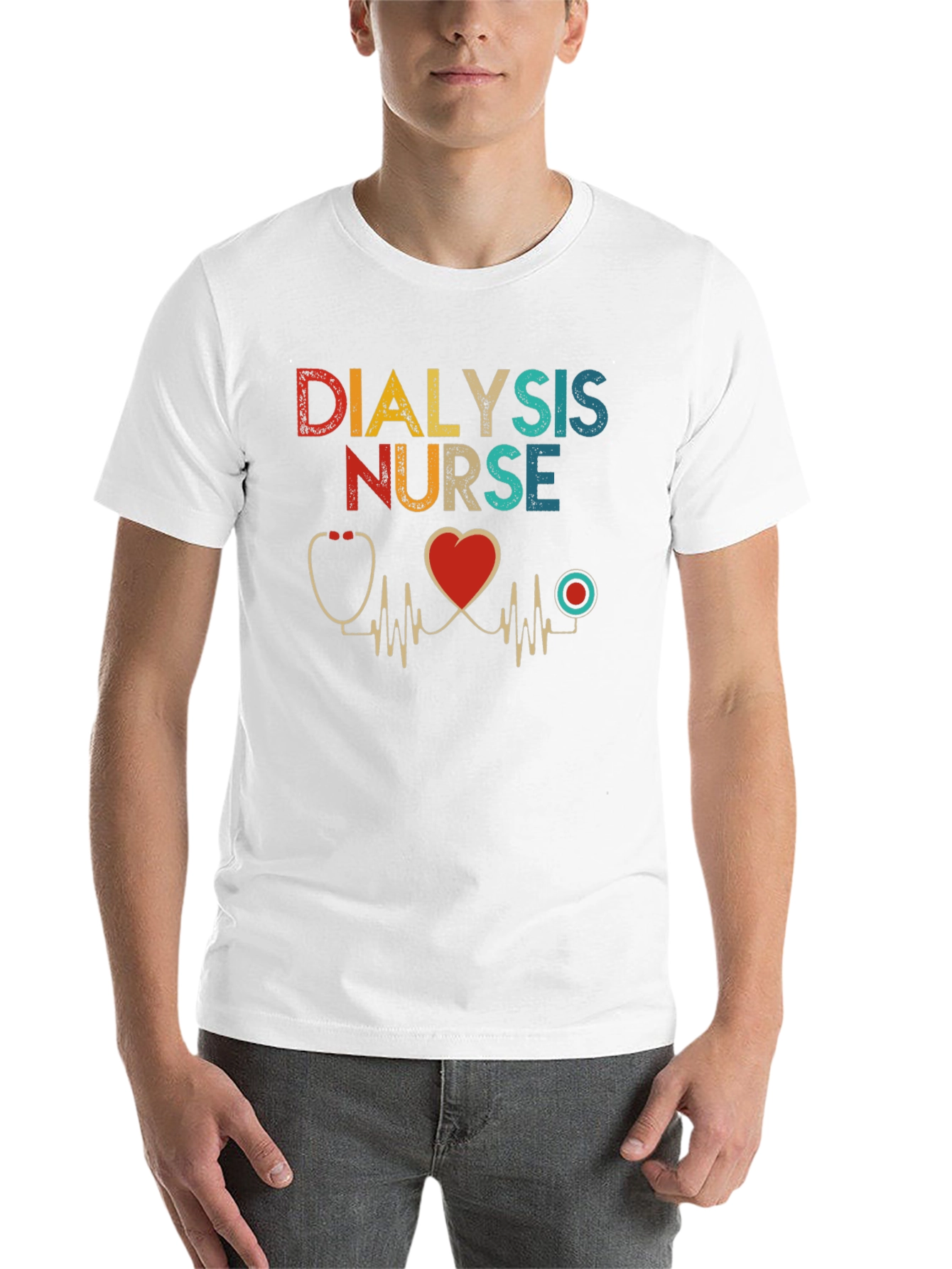 Dialysis Nurse T-Shirt Heartbeat Design