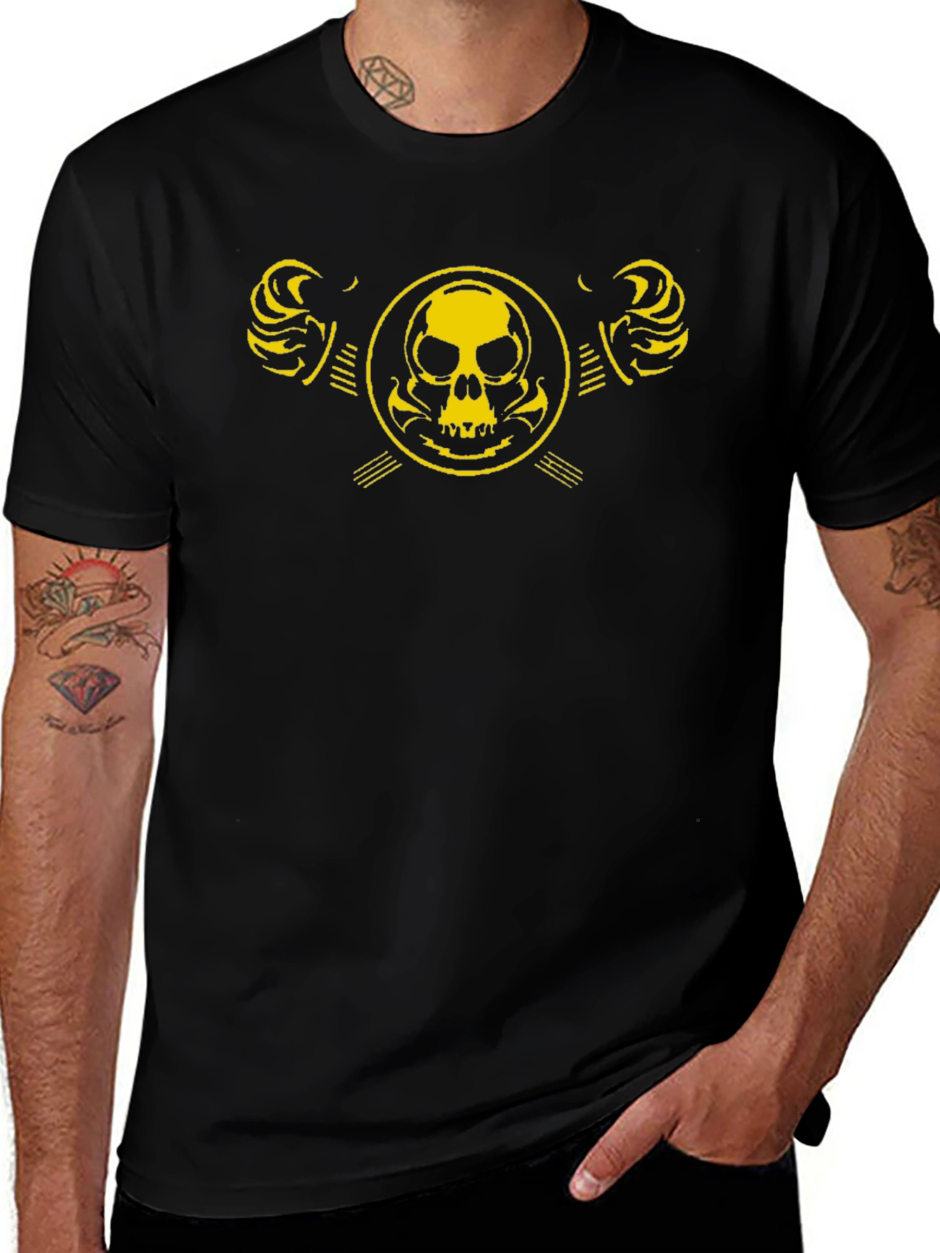 Skull Emblem Graphic Black T-Shirt