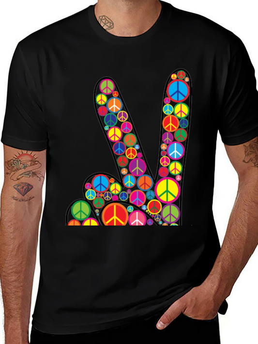 Peace Sign Graphic T-Shirt - Colorful Retro Design