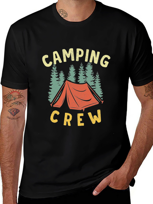 Camping Crew Graphic Tee - Black Cotton