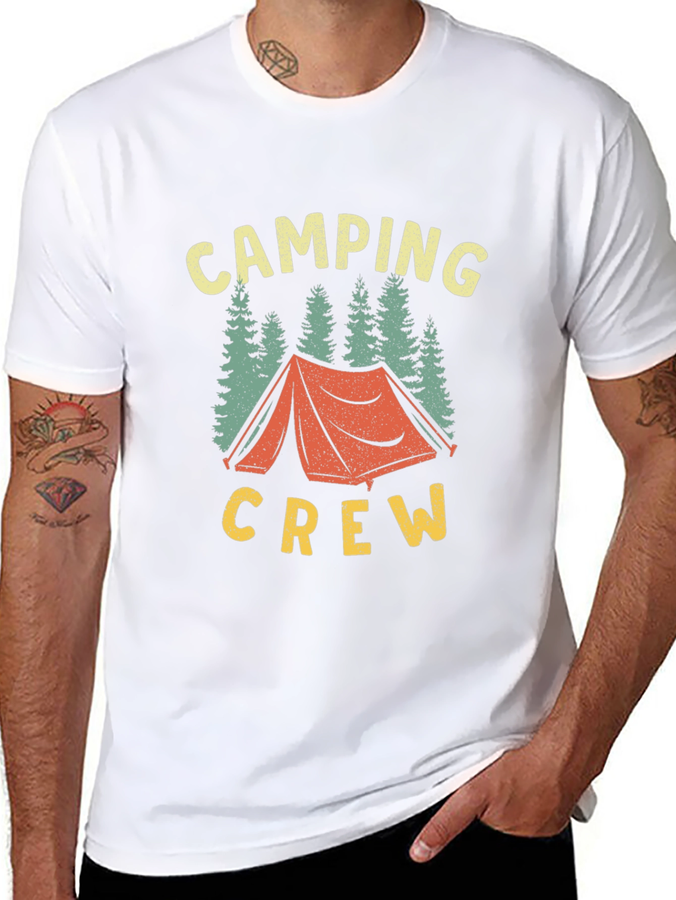 Camping Crew Graphic Tee - Black Cotton