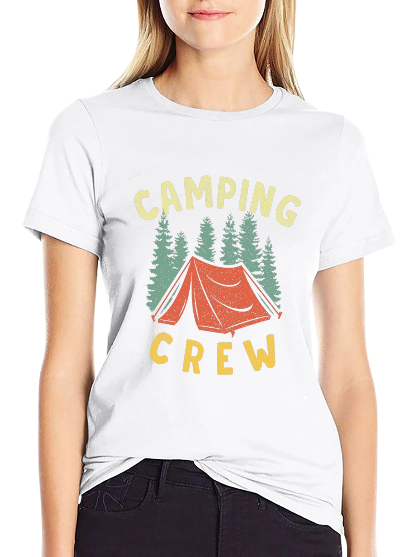 Camping Crew Graphic Tee - Black Cotton