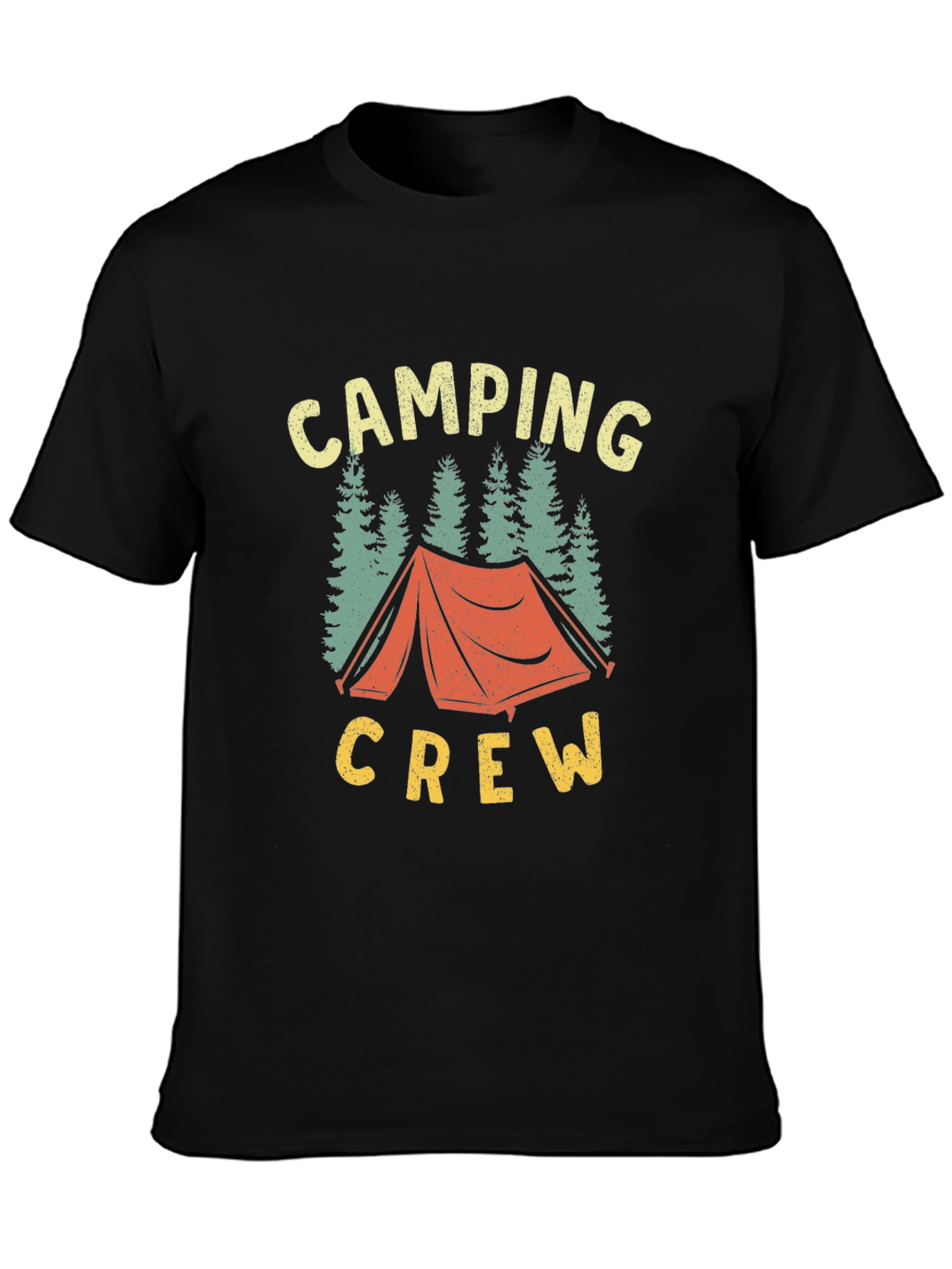 Camping Crew Graphic Tee - Black Cotton
