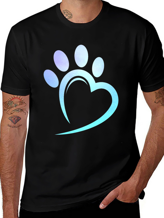 Paw Print Heart T-Shirt - Black