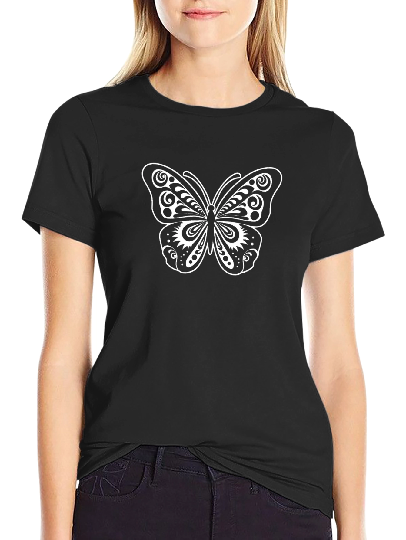 Butterfly Graphic T-Shirt - Black Cotton Tee