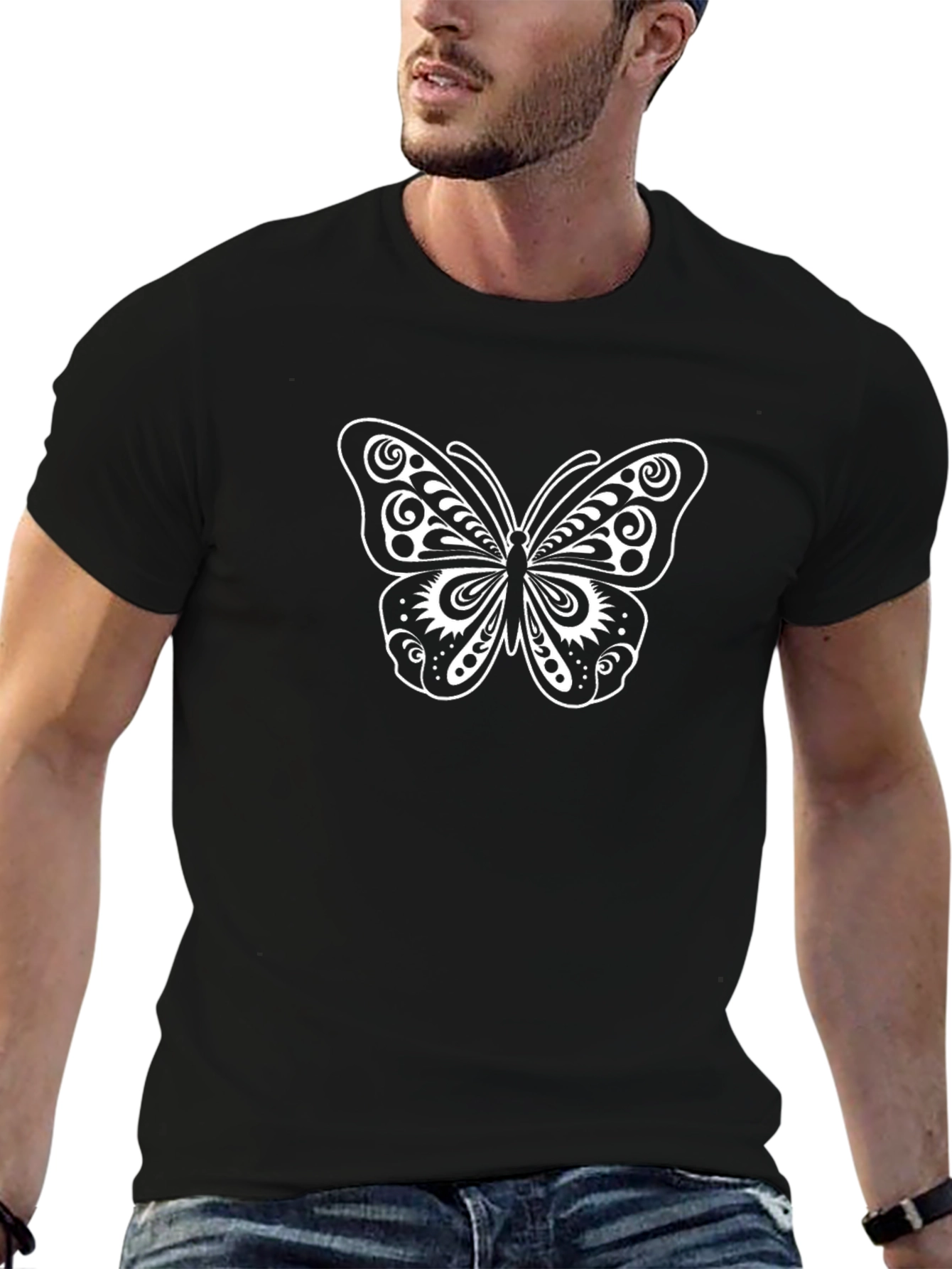 Butterfly Graphic T-Shirt - Black Cotton Tee