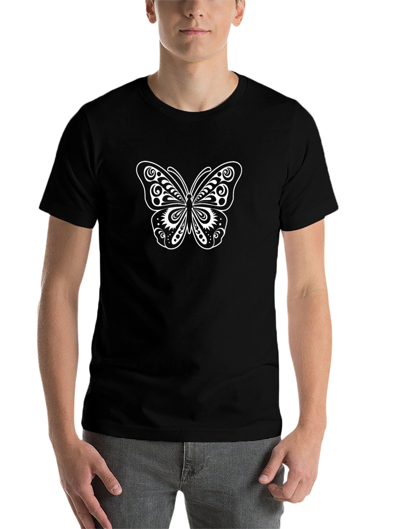 Butterfly Graphic T-Shirt - Black Cotton Tee