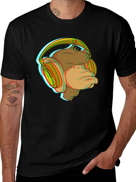 Monkey Headphones Graphic T-Shirt
