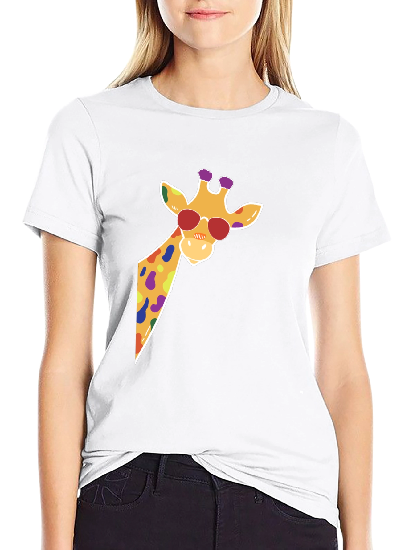 Cool Giraffe Graphic Tee - Black Cotton T-Shirt