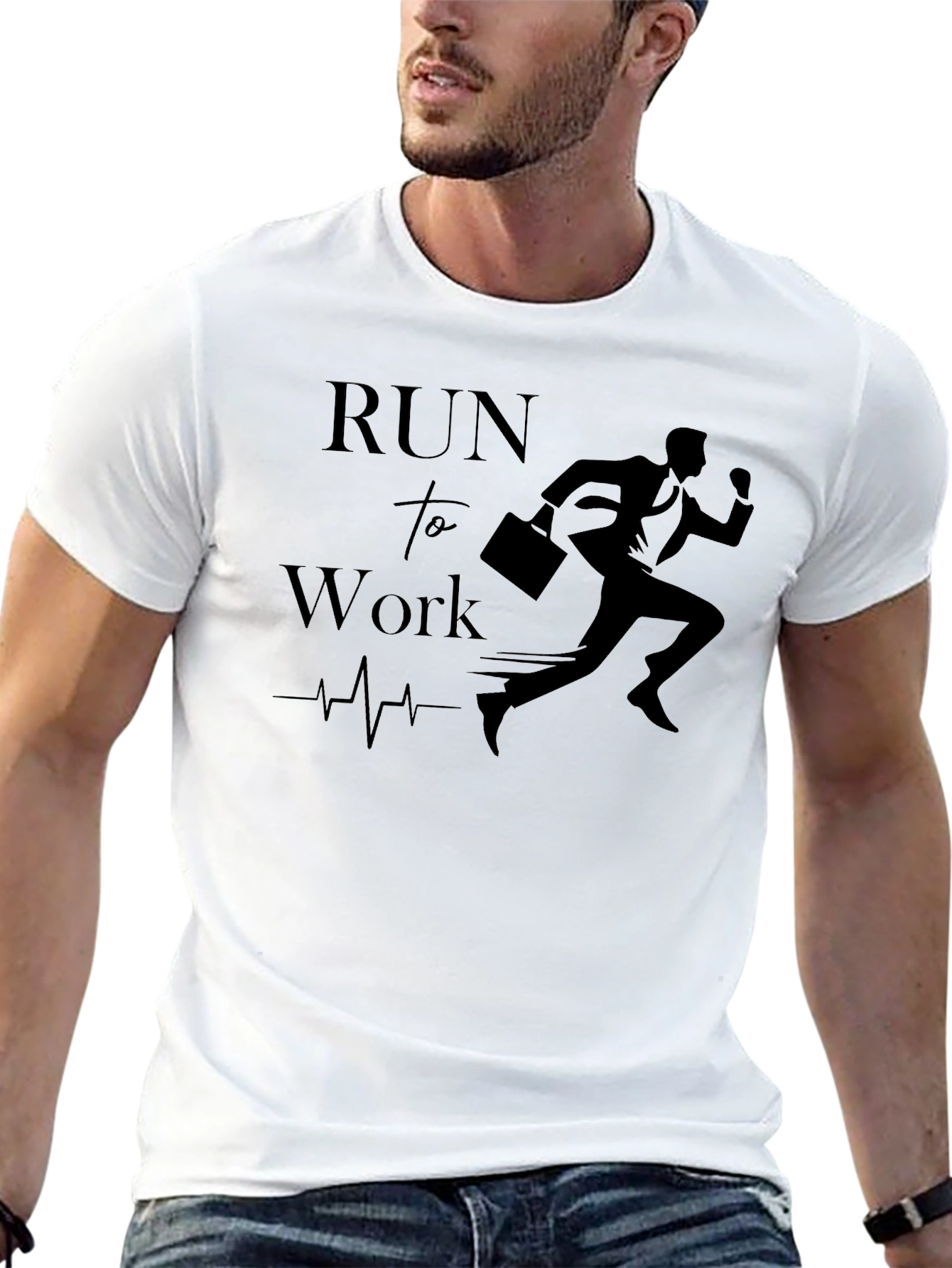 Run to Work T-Shirt - Black Graphic Tee