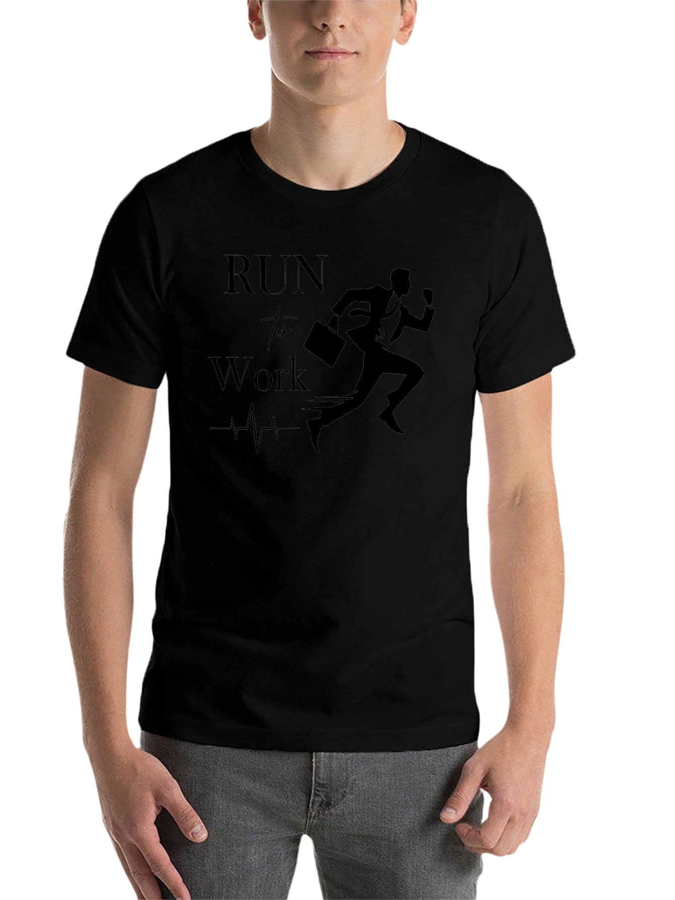 Run to Work T-Shirt - Black Graphic Tee